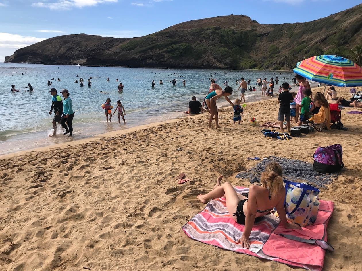 People laying out at the beach