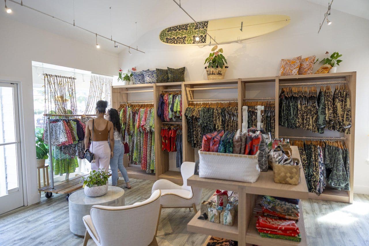 Shopping in a clothing store in Kailua Hawaii.