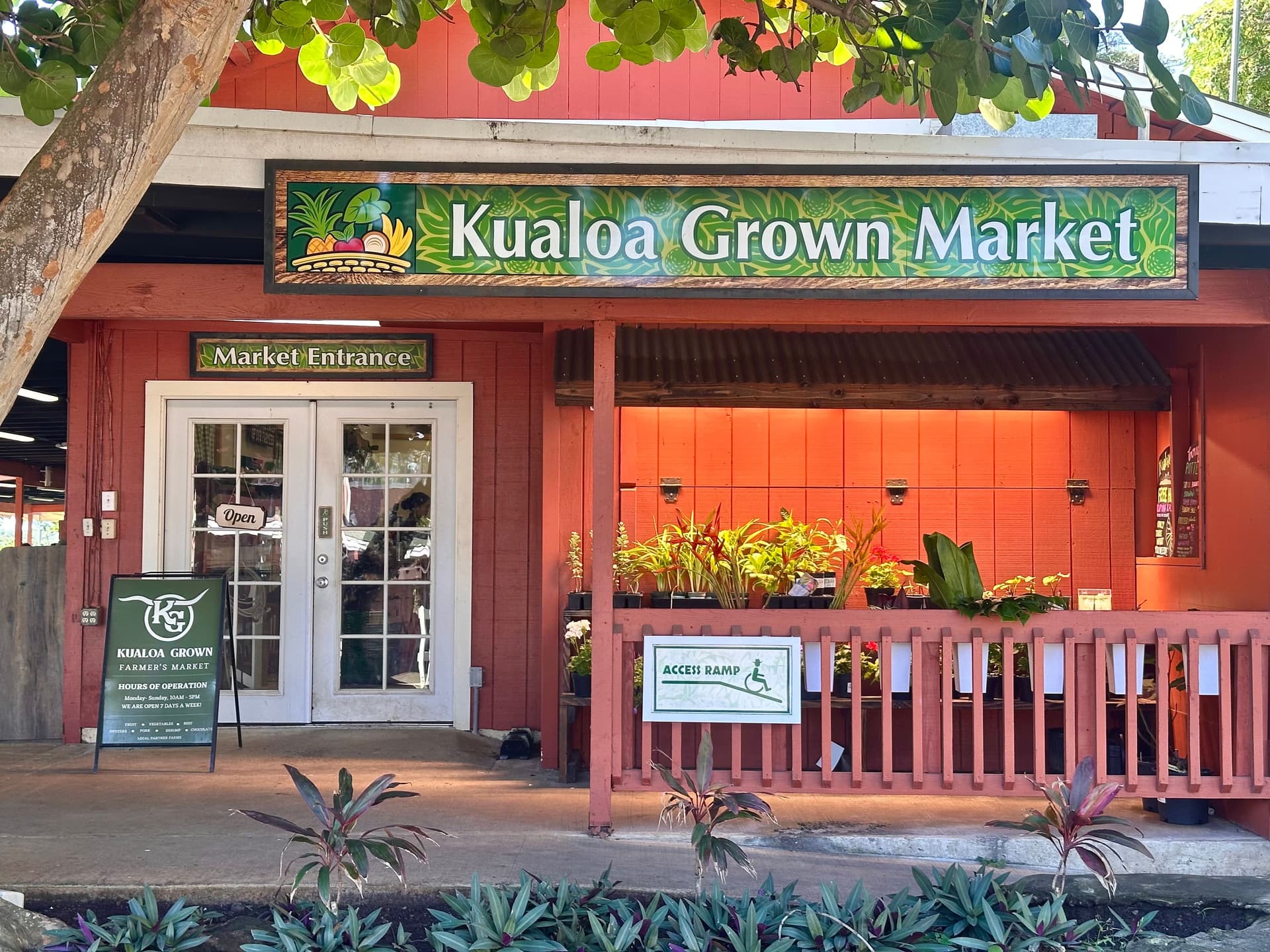 The front of Kualoa Grown Market at Kualoa Ranch.