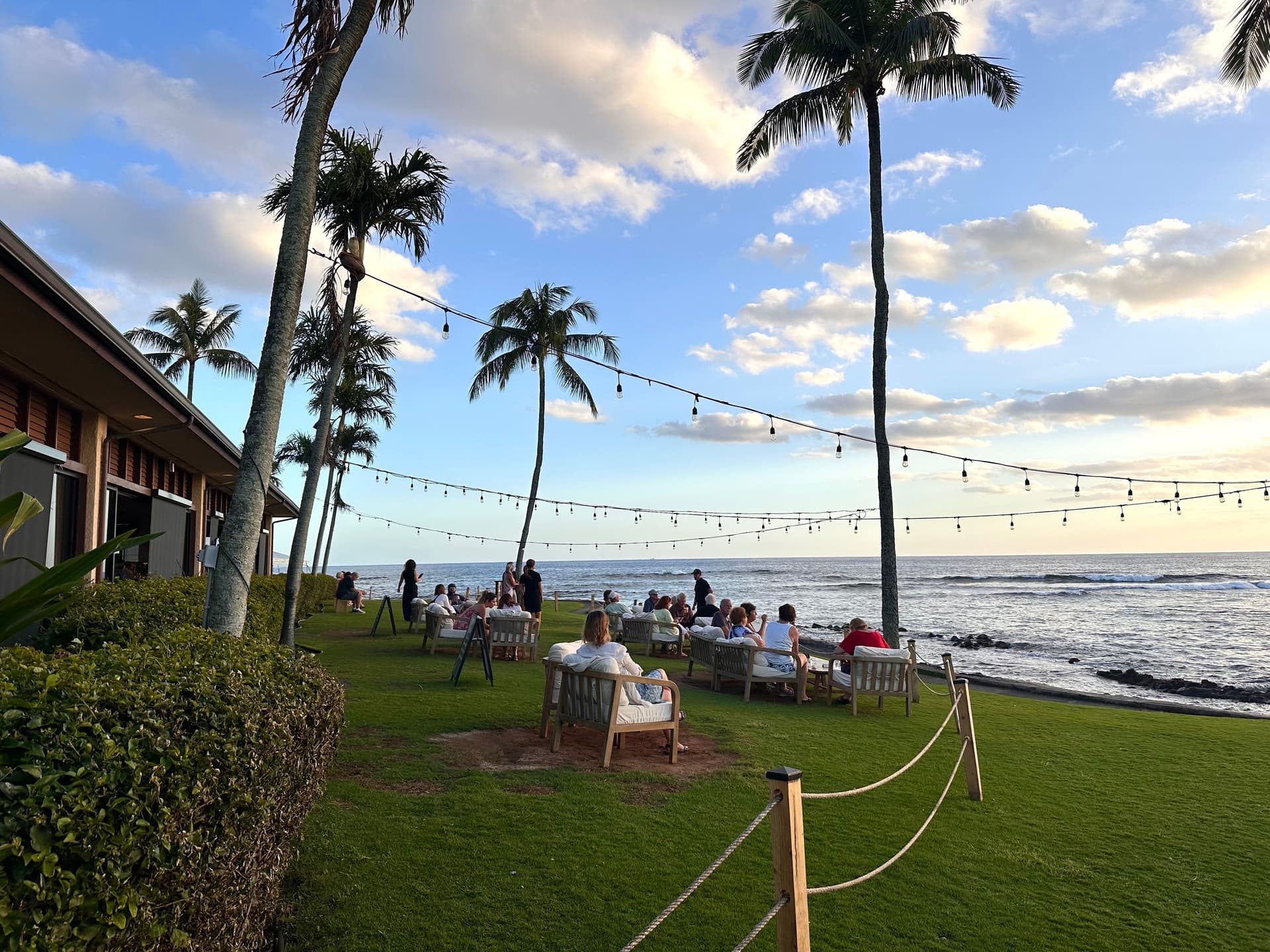 The view of the ocean outside The Beach House in Poipu Kauai.