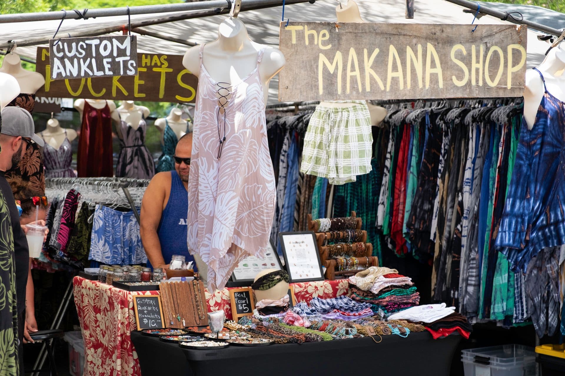 clothing at outdoor market