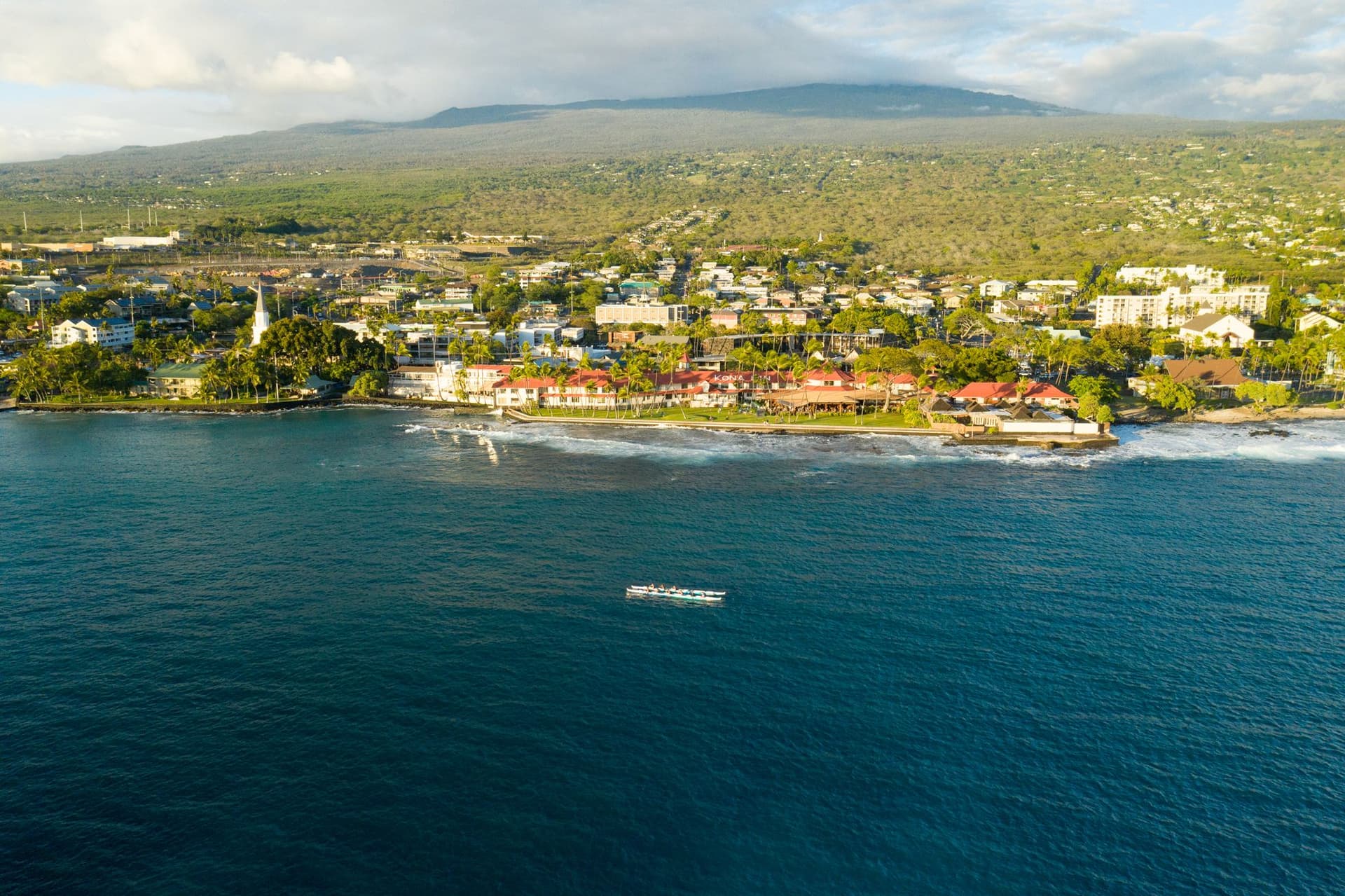 aerial view of kailua-kona on hawaii island
