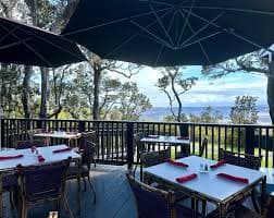Lunch tables on dining porch