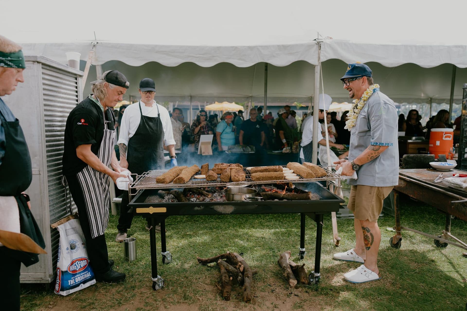 Last year's event at Lahaina Resort & Bungalows featured BBQ. This year's theme will be Southern-style seafood hosted by Aaron Sanchez. Courtesy of Hawaii Food & Wine Festival. Photo by Keoni Fernandez.