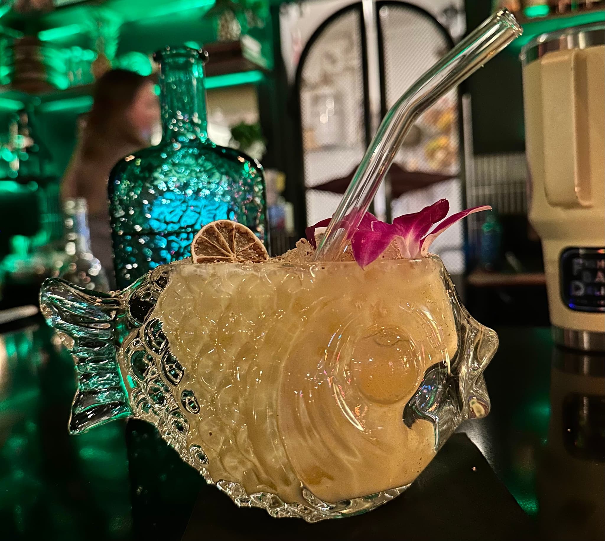 Lilikoʻi coconut cocktail at The Flying Saucer. Photo by Sarah Burchard.