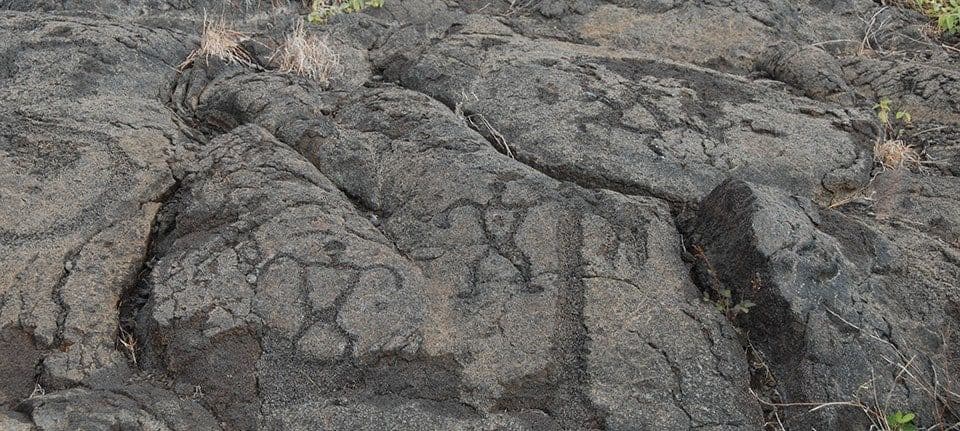 Petroglyphs on lava rock