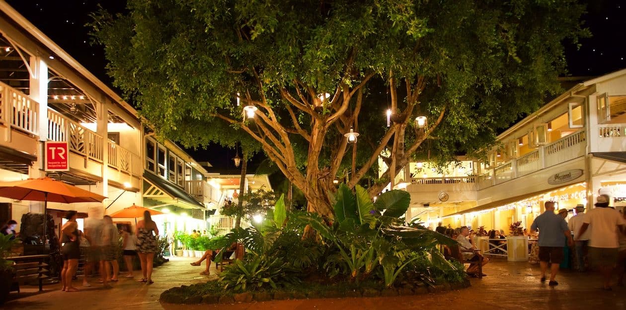 The Shops at Kukuiʻula in the evening in Kauai.