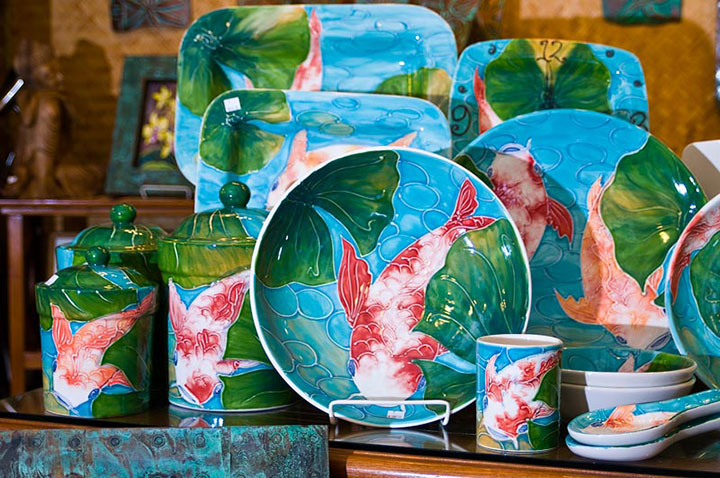 Image of Koi fish ceramic dinnerware by Banana Patch Studio.