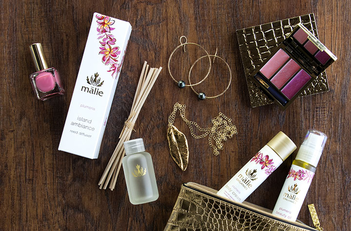 Image of Plumeria scented travel kit by Malie Organics.