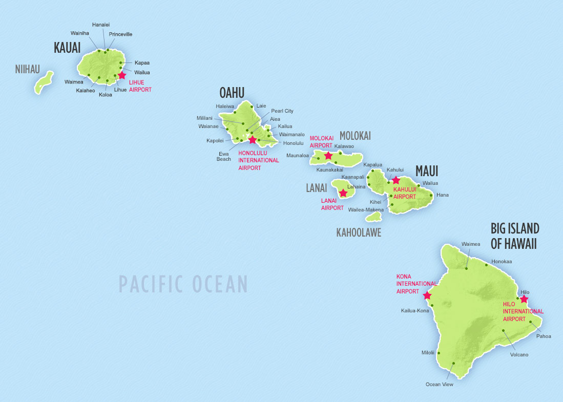 Airports on each island, click to enlarge