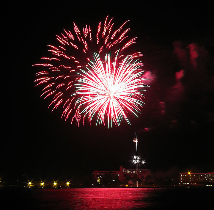 Images of Fireworks over Hilo Ba