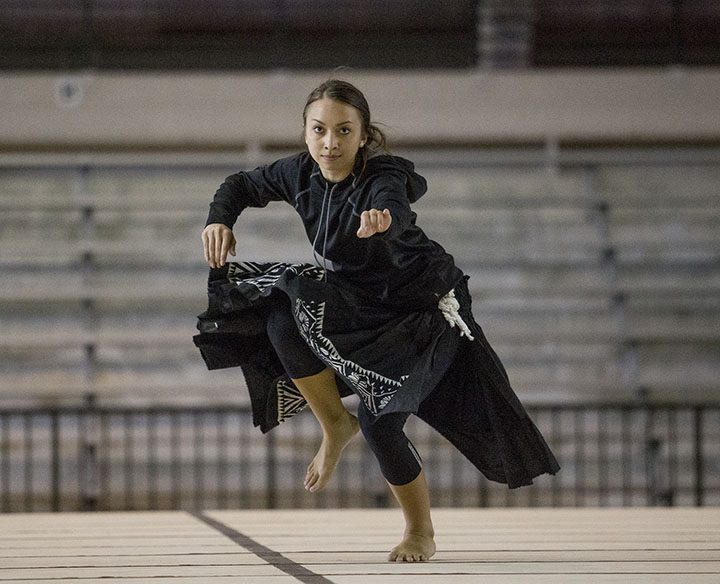 Miss Aloha Hula candidate, Kayshlyn Keauli'imailani Victoria De Sa dances during practice Wednesday night at Edith Kanakaole Multi-Purpose Stadium. Photo: HOLLYN JOHNSON/Tribune-Herald.