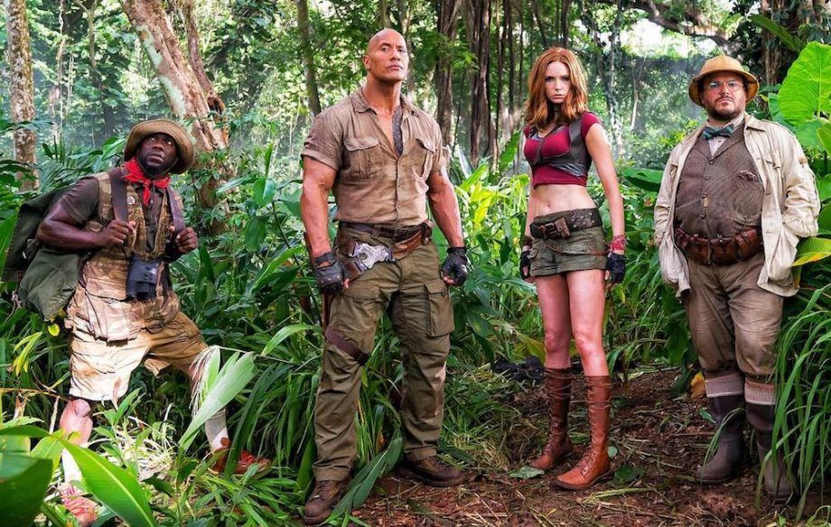 Kevin Hart, Dwayne Johnson, Karen Gillan, and Jack Black star in Jumanji: Welcome to the Jungle and Jumanji: The Next Level.
