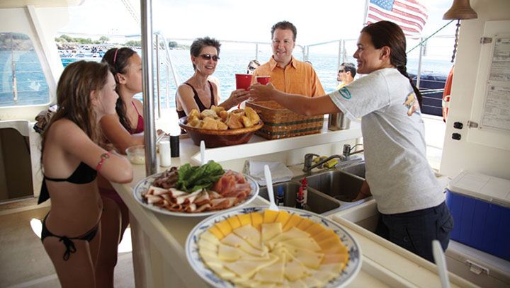 Image of food serving at yacht