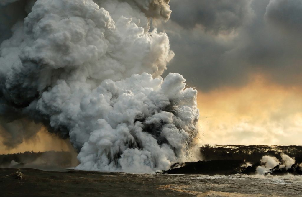 Image of Lava enters the Pacific Ocean