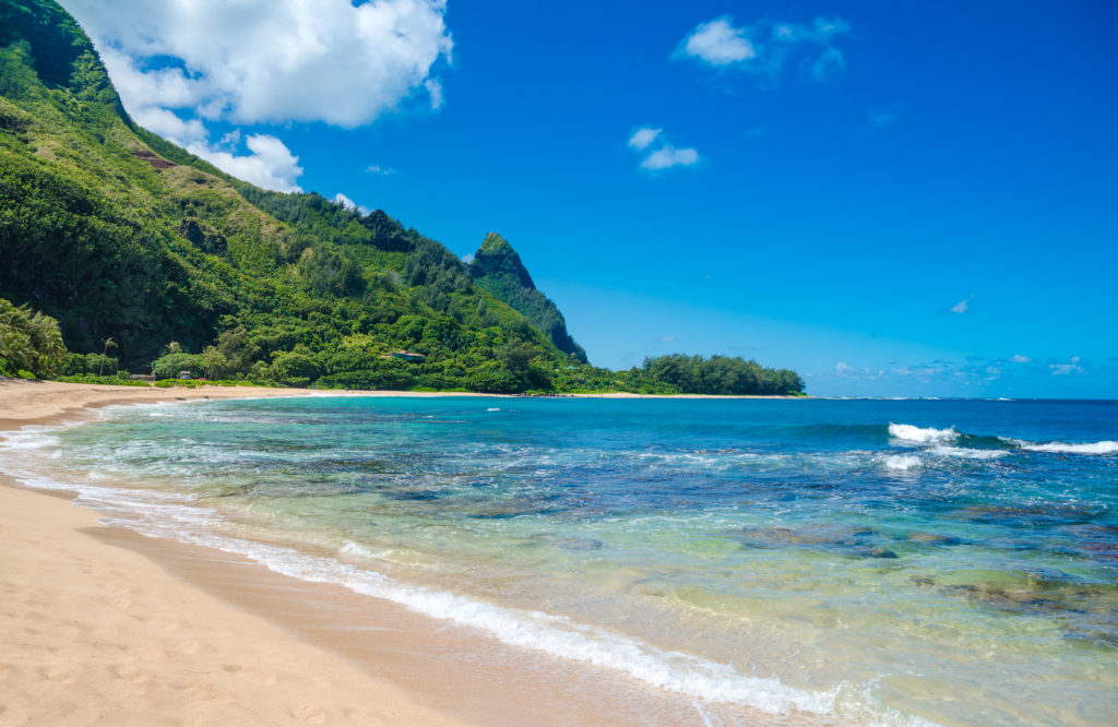 Tropical exotic beach in Haena, Kauai Island, Hawaii, USA